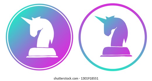 Vector Illustration of Unicorn Horse with Gradient Circle Blue and Violet. Logo, Sticker and Icon for Graphic Design. 