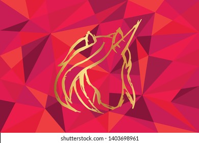 Vector Illustration of Unicorn Horse Icon with Red Polygon and Geometric. Graphic Design for Template, Layout, Background, Poster and More.