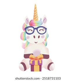 Ilustración vectorial de unicornio aislado sobre fondo blanco.