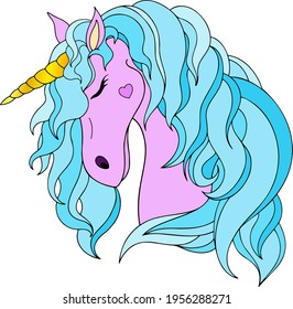 Vector illustration of a unicorn. Unicorn line art in beautiful style. Graphic element vector. Funny cartoon character. Silhouette vector. Cute illustration. Sketch illustration. Beauty logo minimalis