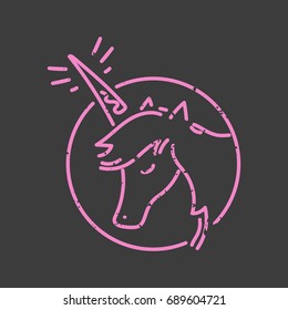 Vector illustration, unicorn, line art. Logo, label, sticker, print.