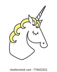 Vector illustration of unicorn. Logo. Cartoon flat style