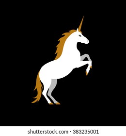 Vector illustration of unicorn on black background. Element for design.