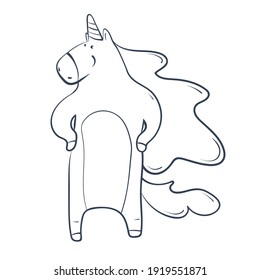 
Vector illustration of a unicorn with one-color stroke on an isolated background.