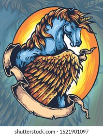 Vector illustration of Unicorn pegasus myth creature