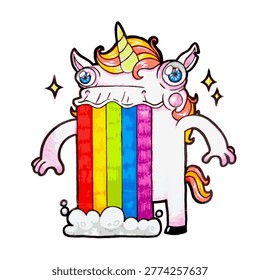 Vector illustration of a unicorn with a rainbow