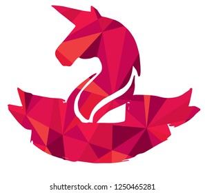 Vector Illustration of Unicorn Red Polygon Geometric Banner Logo For Isolated Graphic Design Outline, Sign, Symbol and more