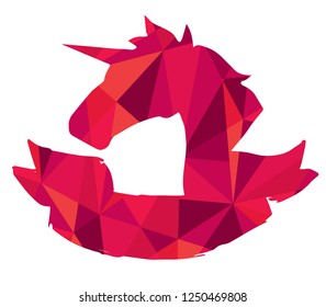 Vector Illustration of Unicorn Red Polygon Geometric Banner Logo For Isolated Graphic Design Outline, Sign, Symbol and more