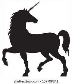 Vector illustration of a Unicorn in silhouette.