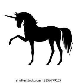 Vector illustration of unicorn silhouette icon