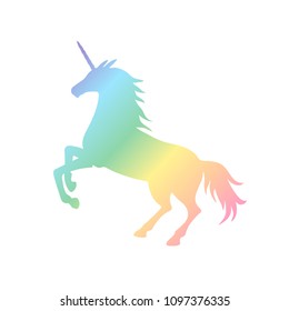 Vector illustration of unicorn silhouette. Rainbow unicorn