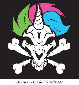 Vector illustration of a Unicorn skull and bones