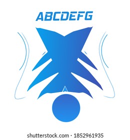 Vector illustration of unique abstract banner, symbol, or logo shape like a Christmas tree with blue isolated on white screen