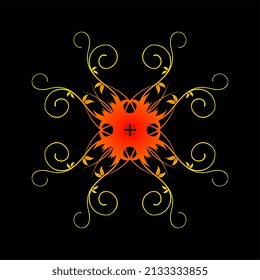vector illustration of a unique and attractive symmetrical plant motif for decoration or fabric