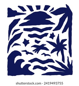 vector illustration of a unique design with a serene beach holiday theme and fresh air