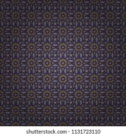 Vector illustration. Unique geometric bright swatch in blue, brown and gray colors. Creative decoration for wallpaper, clothes, textile. Abstract vector background with mandalas.