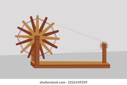 Vector illustration Unique Handmade Wooden Charkha Mini Spinning Wheels