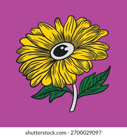 
Ilustración vectorial de un girasol único