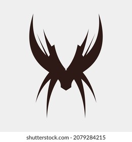 Vektorgrafik eines einzigartigen Tätowiersymboles in Form von Hirsch- oder Monsterantlern