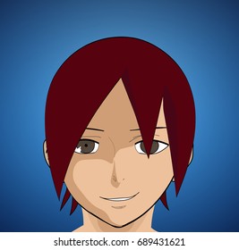 Vector illustration of a unique young Anime character. Could be used in Manga style or presentation of your product.