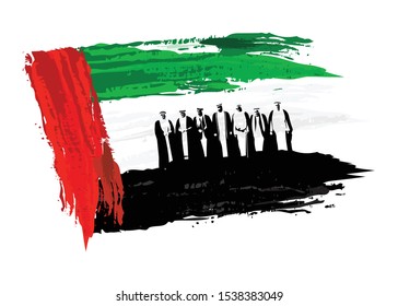 Vector illustration United Arab Emirates national day flag painting. National day 48. 2 December