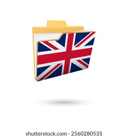 Vector illustration of United Kingdom flag isolated in file folder on white background.