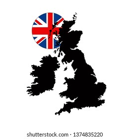 vector illustration of United Kingdom map and flag 