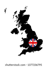 vector illustration of United Kingdom map and flag 
