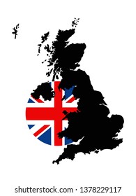 vector illustration of United Kingdom map and flag 
