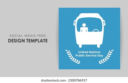 Vector illustration of United Nations Public Service Day social media feed story mockup template