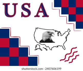 Vector illustration of United States, background, outlines

