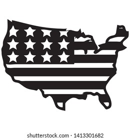 Vector illustration of the United States with flag icon or symbol