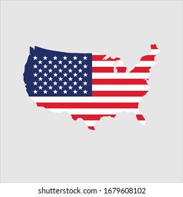 Vector illustration of United States flag map. Vector map. 