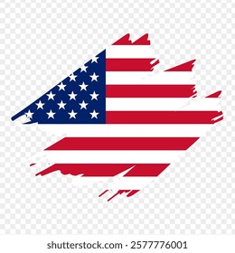 Vector illustration of United States flag in brush stroke effect on transparent background