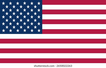 Ilustração vetorial da bandeira dos Estados Unidos. Apresentando listras e cruzes abstratas vermelhas, brancas e azuis. Ideal para projetos patrióticos, temas políticos e materiais educacionais.
