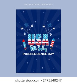 Vector illustration of United States Independence Day social media feed A4 template