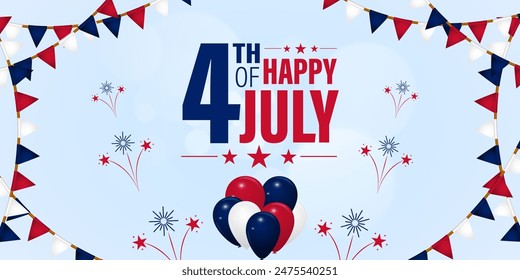 Vector illustration of United States Independence Day social media feed template