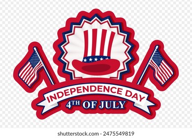 Vector illustration of United States Independence Day sticker on transparent background