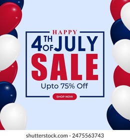 Vector illustration of United States Independence Day Sale social media feed template