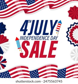 Vector illustration of United States Independence Day Sale social media feed template