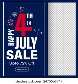 Vector illustration of United States Independence Day Sale social media feed template
