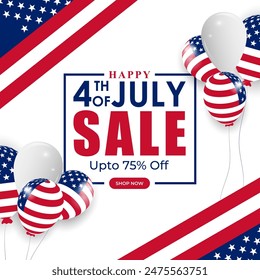 Vector illustration of United States Independence Day Sale social media feed template