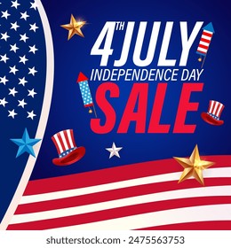 Vector illustration of United States Independence Day Sale social media feed template