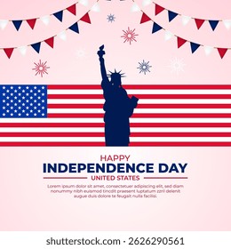 Vector illustration of United States Independence Day social media template