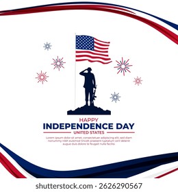 Vector illustration of United States Independence Day social media template