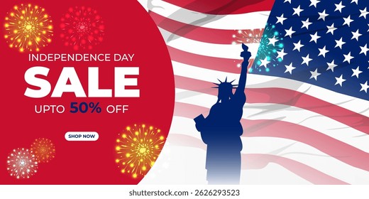 Vector illustration of United States Independence Day Sale social media template