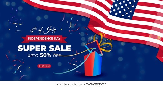 Vector illustration of United States Independence Day Sale social media template