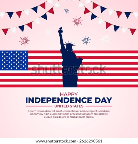 Vector illustration of United States Independence Day social media template