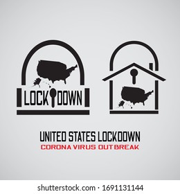 ilustración vectorial del bloqueo de estados unidos.virus de la corona. enfermedad de Covid-19