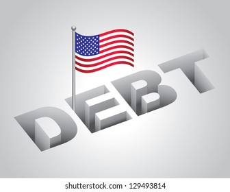 Vector Illustration Of United States National Debt Concept